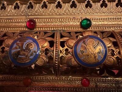 Adjustable Missal Stand en Brass / Gilt / Enamel / Stones, France 19 th century ( Anno 1875 )