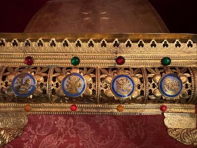 Adjustable Missal Stand en Brass / Gilt / Enamel / Stones, France 19 th century ( Anno 1875 )