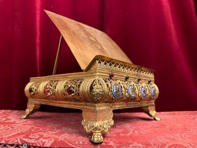 Adjustable Missal Stand en Brass / Gilt / Enamel / Stones, France 19 th century ( Anno 1875 )