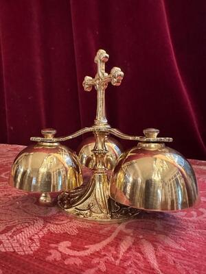 Altar - Bell 3 Bells - Beautiful Sound ! en Bronze / Polished and Varnished, Belgium  19 th century