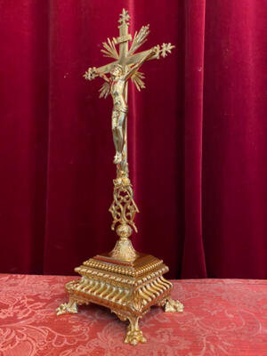 Altar - Cross en Brass / Bronze / Polished and Varnished, Belgium  19 th century ( Anno 1865 )