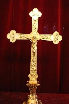 Altar - Cross en Full Bronze / Polished and Varnished, France 19th century