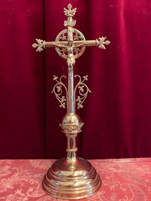 Altar - Cross en Bronze / Polished and Varnished, Belgium 19th century