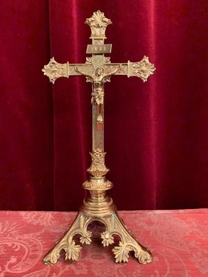 Altar - Cross en Bronze / Polished and Varnished, France 19th century