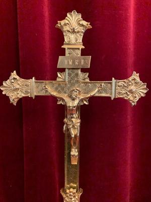 Altar - Cross en Bronze / Polished and Varnished, France 19th century