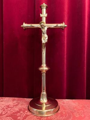 Altar - Cross en Brass / Polished / New Varnished, Belgium 19th century