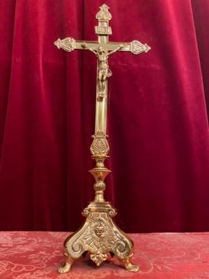 Altar - Cross en Brass / Polished / New Varnished, Belgium 19th century ( anno 1890 )