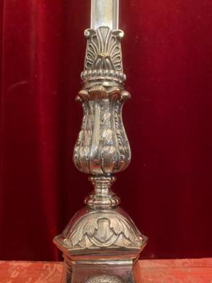 Altar - Cross en Bronze / Silver Plated / Polished / New Varnished, Belgium  19th century ( anno 1890 )