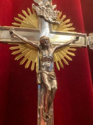 Altar - Cross en Bronze / Silver Plated / Polished / New Varnished, Belgium  19th century ( anno 1890 )