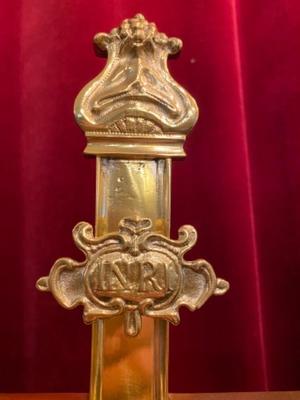 Altar - Cross en Bronze / Polished and Varnished, Belgium 19 th century