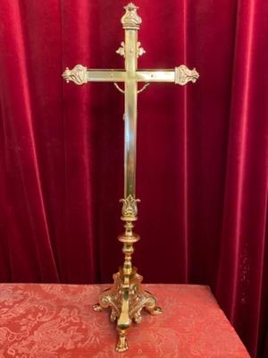 Altar - Cross en Bronze / Polished and Varnished, Belgium 19 th century