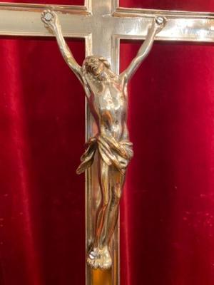 Altar - Cross en Brass / Bronze / Silver Plated Polished and Varnished, France 19 th century