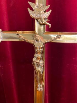 Altar - Cross en Brass Bronze / Polished and Varnished, France 19 th century