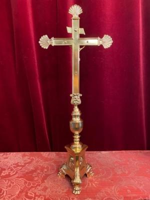 Altar - Cross en Brass Bronze / Polished and Varnished, France 19 th century