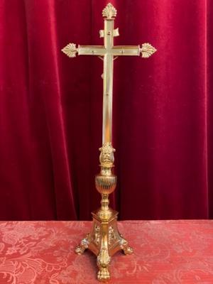 Altar - Cross en Brass Bronze / Polished and Varnished, France 19 th century