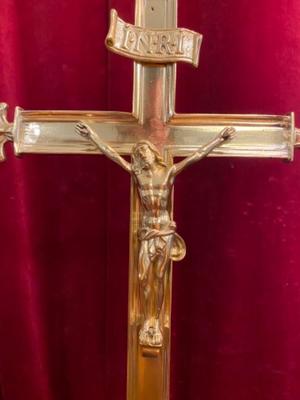 Altar - Cross en Brass Bronze / Polished and Varnished, France 19 th century