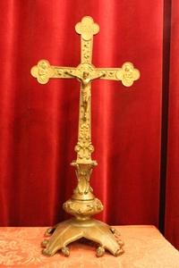 Altar - Cross en Brass / Bronze, Belgium 19th century