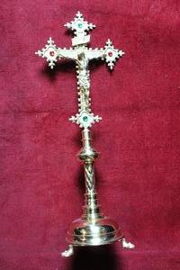 Altar Cross en Messing / Bronze, Belgium 19th century