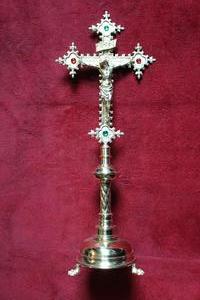 Altar Cross en Messing / Bronze, Belgium 19th century