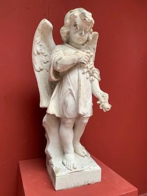 Angel en Carrara Marble, France 19th century ( anno 1890 )