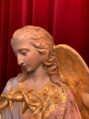 Angel en Terra-Cotta polychrome, France 19th century ( anno 1875 )