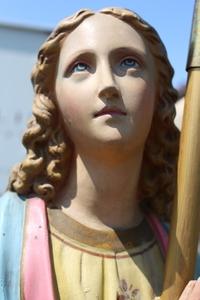 Angel. Measures Without Torch: 108 Cm en plaster polychrome, France 19th century