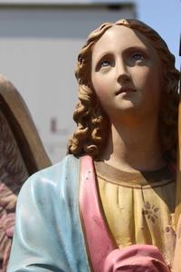 Angel. Measures Without Torch: 108 Cm en plaster polychrome, France 19th century