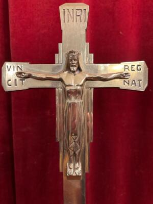 Altar - Cross style art - deco en Bronze / Ebony Wood, Netherlands  20 th century ( Anno 1930 )