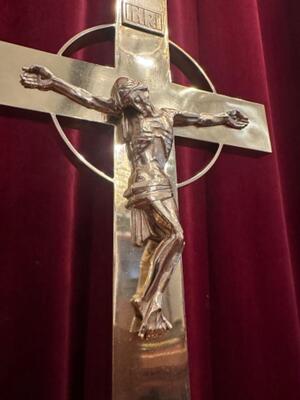 Altar - Cross style art - deco en Brass / Bronze / Polished and Varnished / Ebony Wood, Belgium  20 th century ( Anno 1930 )