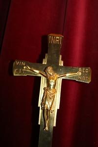 Altar - Cross style ART - DECO en Brass / Bronze, Belgium 20th century