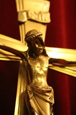 Altar - Cross High Quality style ART - DECO en Bronze - Brass - Gilt, Belgium 20th century ( anno 1950 )