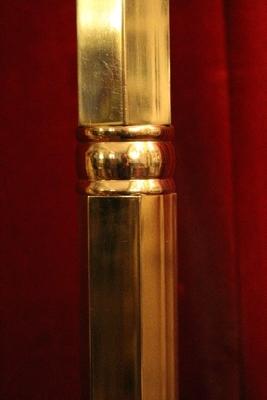 Candle Holder style ART - DECO en Brass / Bronze / Ebony wood / New Polished and Varnished, Belgium 20th century (Anno 1930)