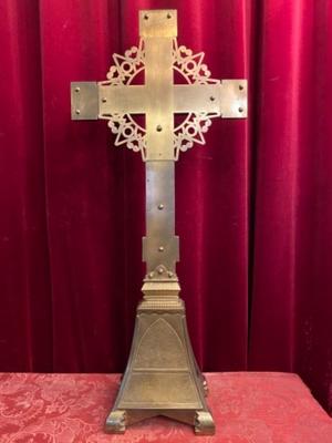 Exceptional Altar Cross style art - deco en Brass / Bronze / Stones, Netherlands  20th Century ( 1930 )