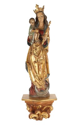 St. Mary With Child  style Art Nouveau  en Wood Polychrome , Southern Germany 20th Century