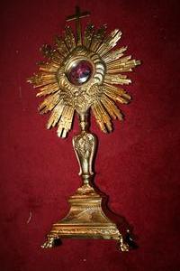 Monstrance style Barok en BRASS / Silver, FRANCE 18th century