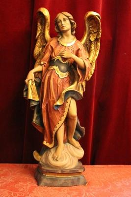 Angel  style Baroque en fully hand-carved wood polychrome, Austria 20th century