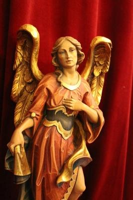 Angel  style Baroque en fully hand-carved wood polychrome, Austria 20th century