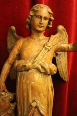 Angel  style Baroque en hand-carved wood , Belgium 18 th century