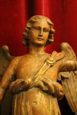 Angel  style Baroque en hand-carved wood , Belgium 18 th century