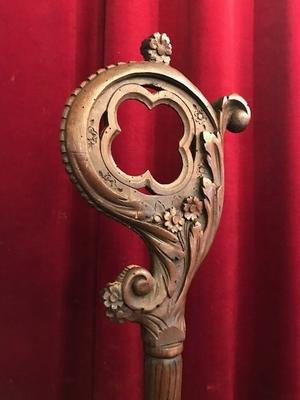 Bishop - Staff style Baroque en hand-carved walnut wood, France 18 th century