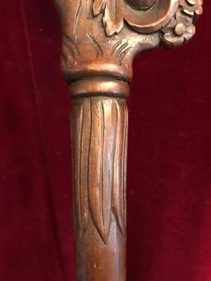 Bishop - Staff style Baroque en hand-carved walnut wood, France 18 th century