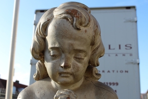 Bust style Baroque en wood polychrome, Italy 17 th century