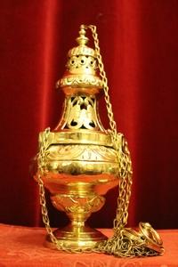 Censer style Baroque en Brass / Polished / New Varnished, Belgium 19th century