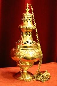 Censer style Baroque en Brass / Polished / New Varnished, Belgium 19th century