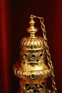 Censer style Baroque en Brass / Polished / New Varnished, Belgium 19th century