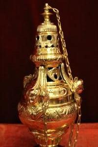 Censer style Baroque en Brass / Polished / Varnished, Belgium 19th century