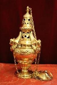 Censer style Baroque en Brass / Polished / Varnished, Belgium 19th century