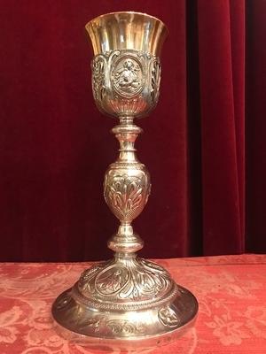 Chalice Complete With Paten  style Baroque en full silver / Polished / Varnished, Belgium 19 th century ( anno 1840 )