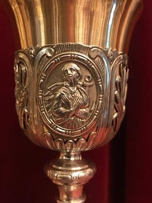 Chalice Complete With Paten  style Baroque en full silver / Polished / Varnished, Belgium 19 th century ( anno 1840 )