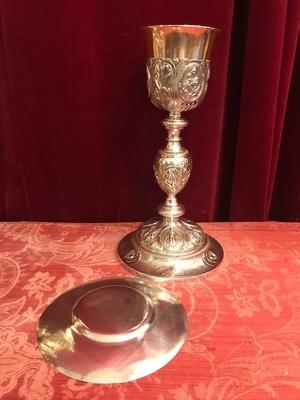 Chalice Complete With Paten  style Baroque en full silver / Polished / Varnished, Belgium 19 th century ( anno 1840 )